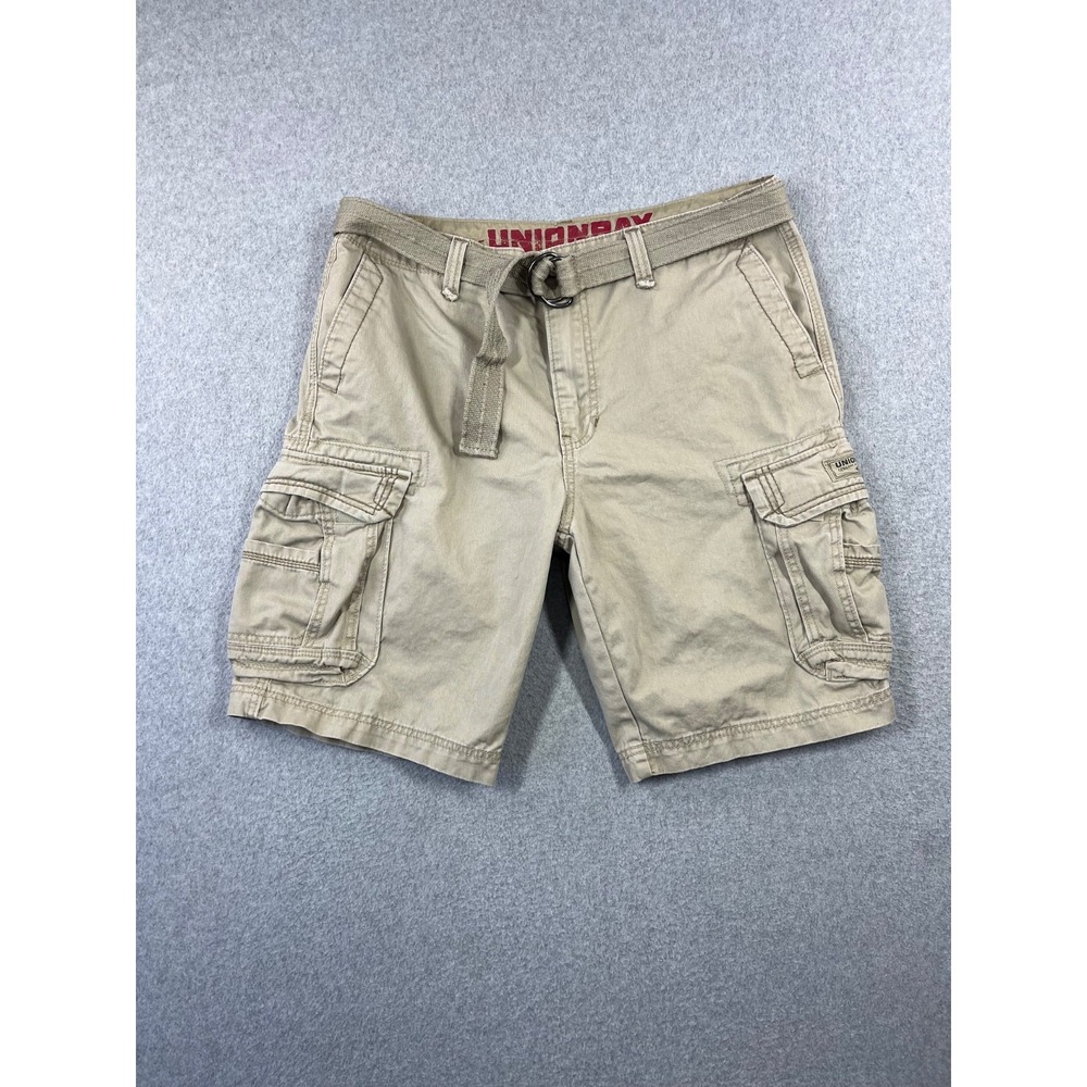 UnionBay Survivor Cargo Shorts Mens 36 Brown Loose Baggy Fit with Belt